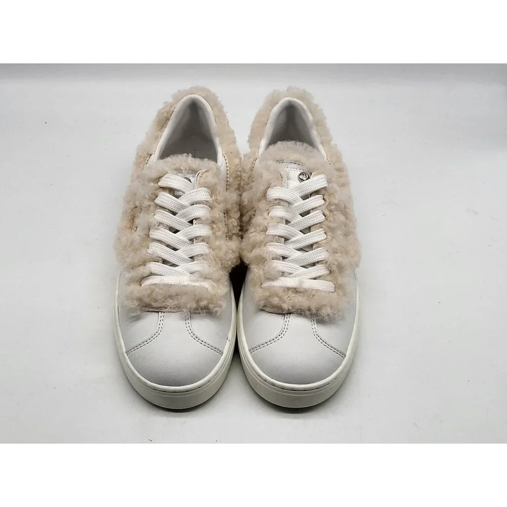 Stuart Weitzman Daryl Cozy Shearling Sneakers Women's 5.5B White Leather‎ NWOB